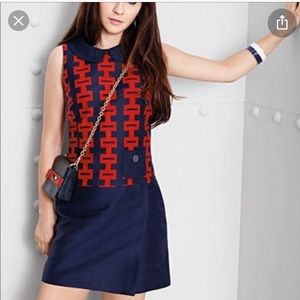 Tommy Hilfiger Red and Navy Midi Dress